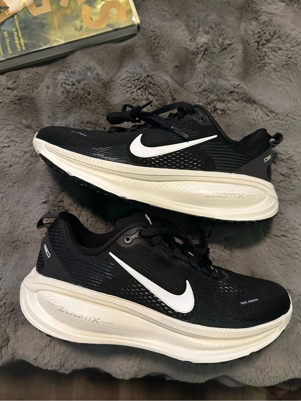 Nike Black and White ZoomX Vomero 18 Running Shoes